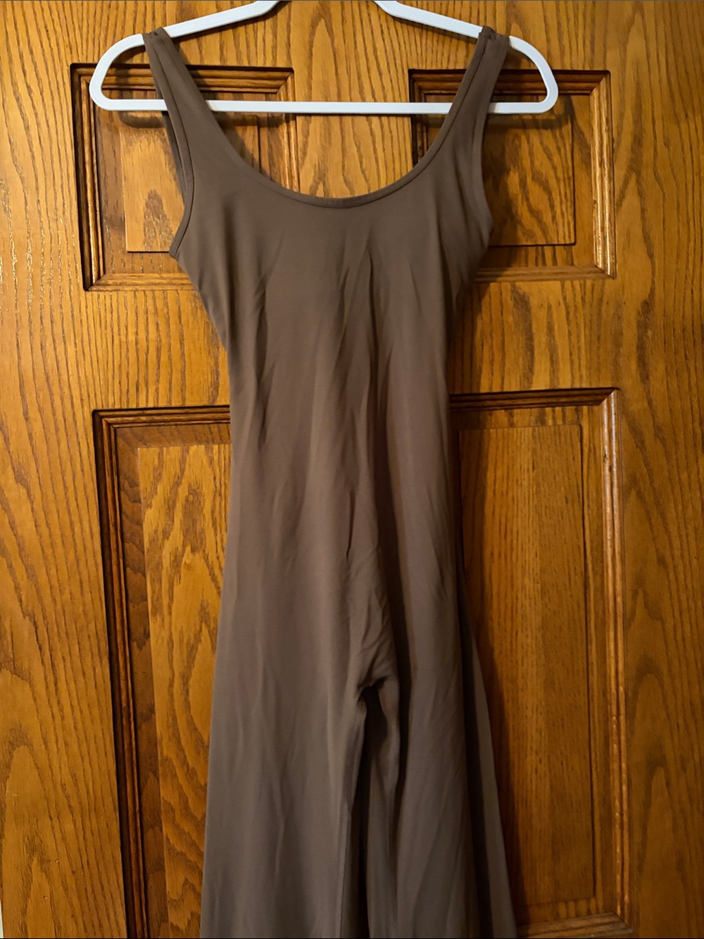 Scoop Neck Wide-Leg Jumpsuit in Taupe
